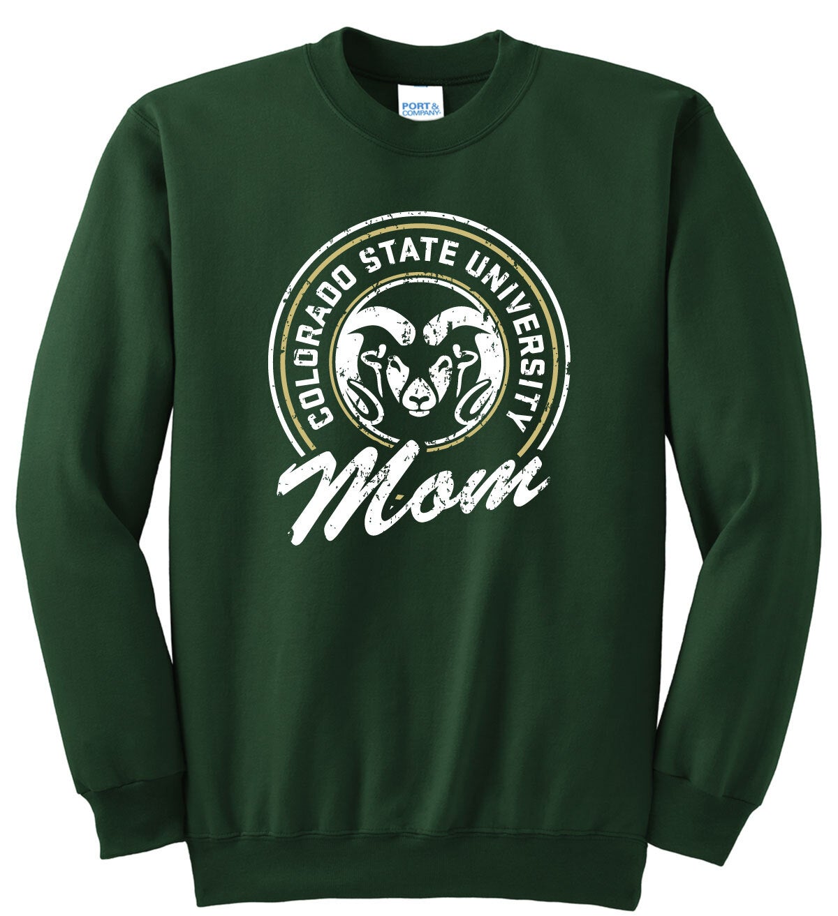 CSU Rams Mom Dark Green Crewneck | BT Green and Gold Shop