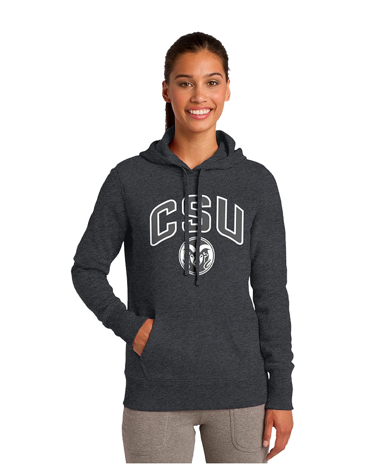 CSU Rams Ladies Grey Pullover Hoodie BT Green and Gold Shop