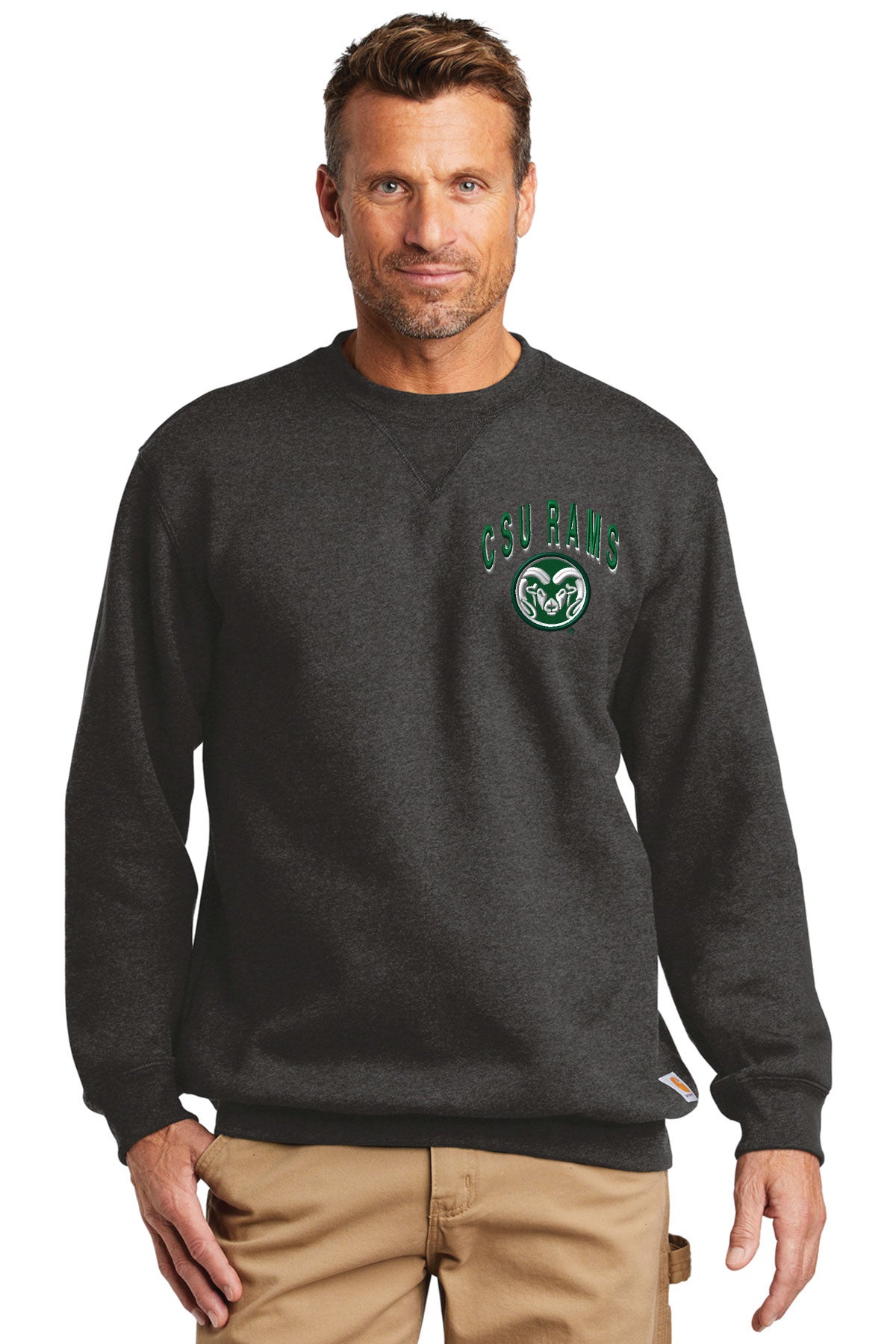 CSU Rams Carhartt Midweight Crewneck Sweatshirt BT Green and