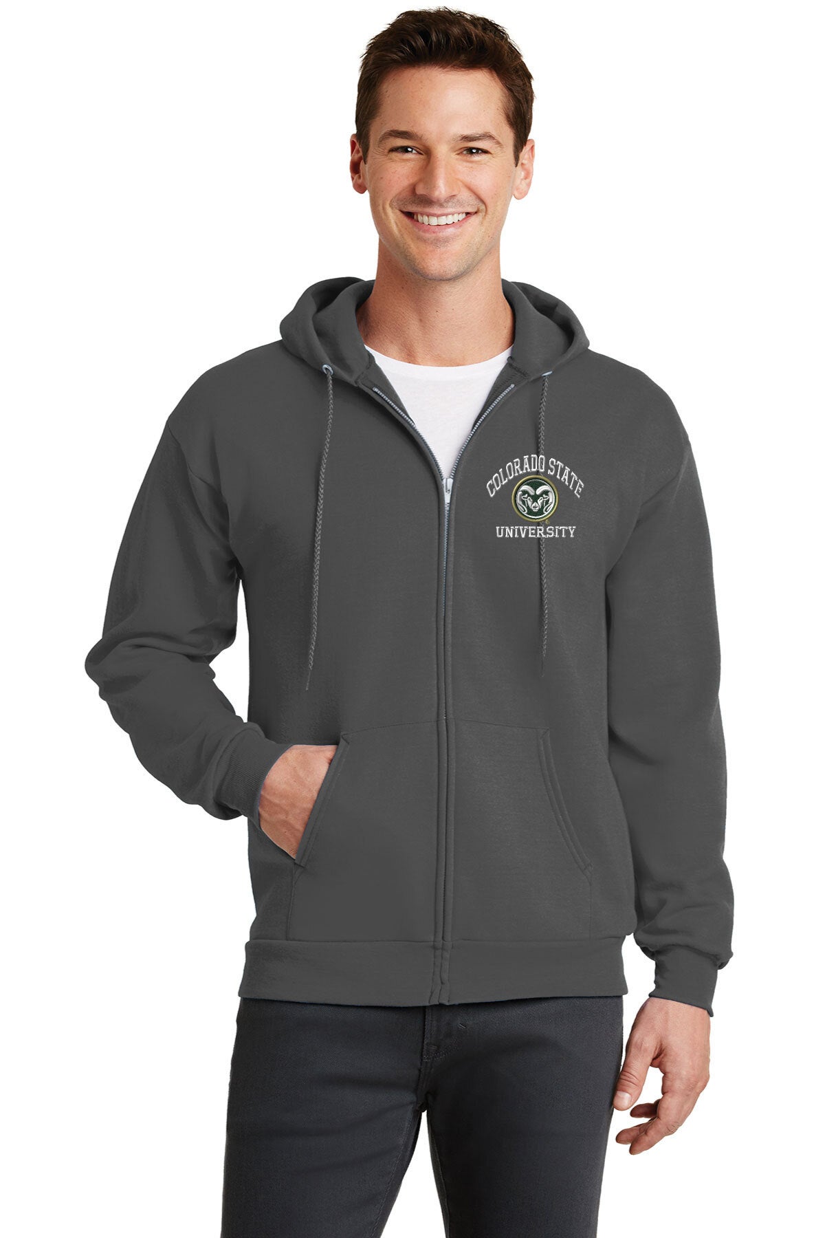 CSU Rams Dark Gray Full Zip Hoodie BT Green and Gold Shop